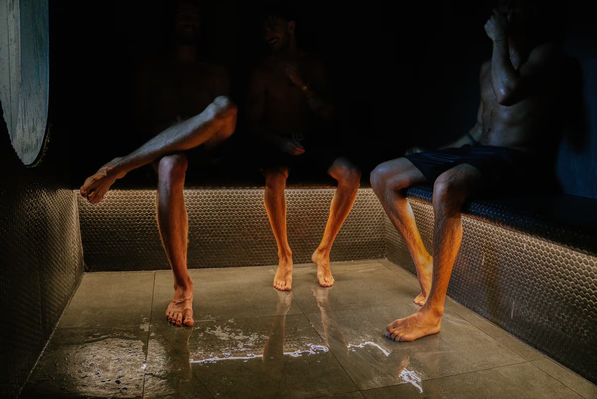 Water poured from a ladle onto hot sauna stones, the Sweat stage of the Navia ritual